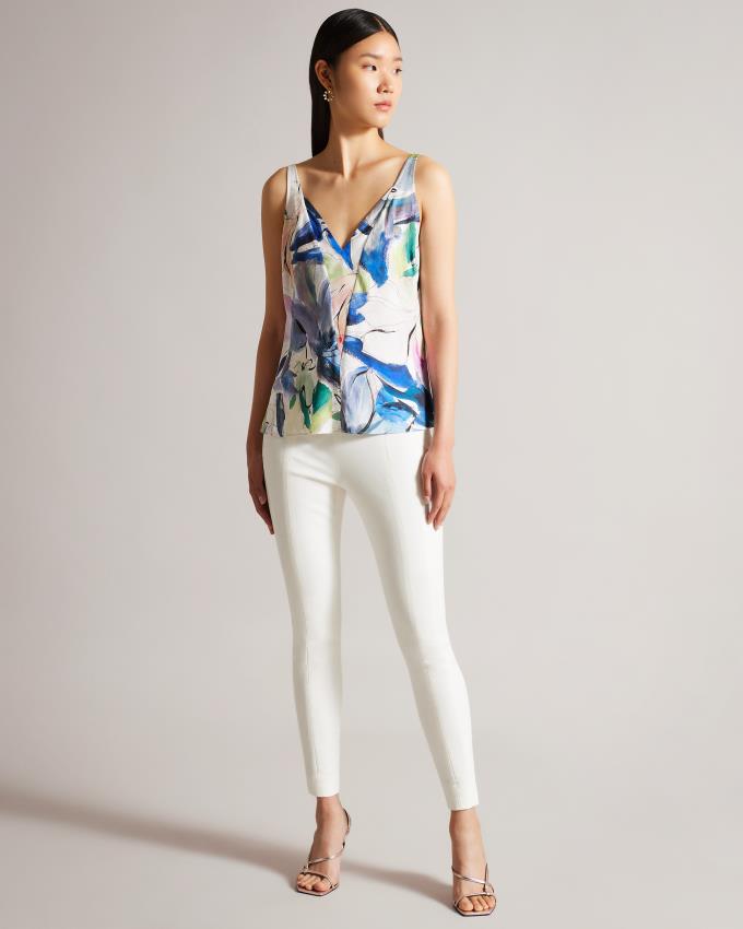 Hauts Ted Baker Absract Print V Neck Cami Blanche Femme | NAO-22184965